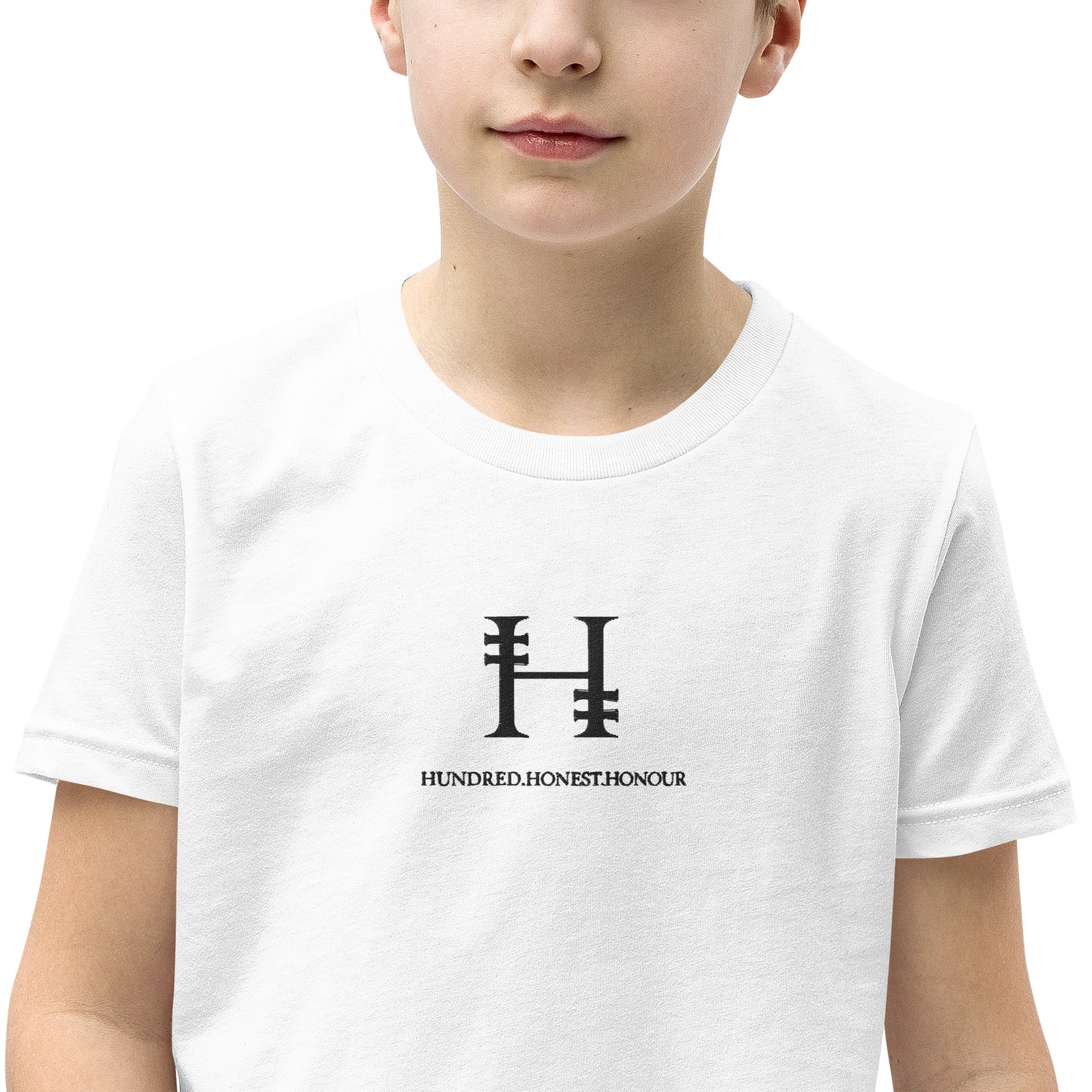 Hundred.Honest.Honour® Short Sleeve T-Shirt for Youth Centre Logo - Image 81